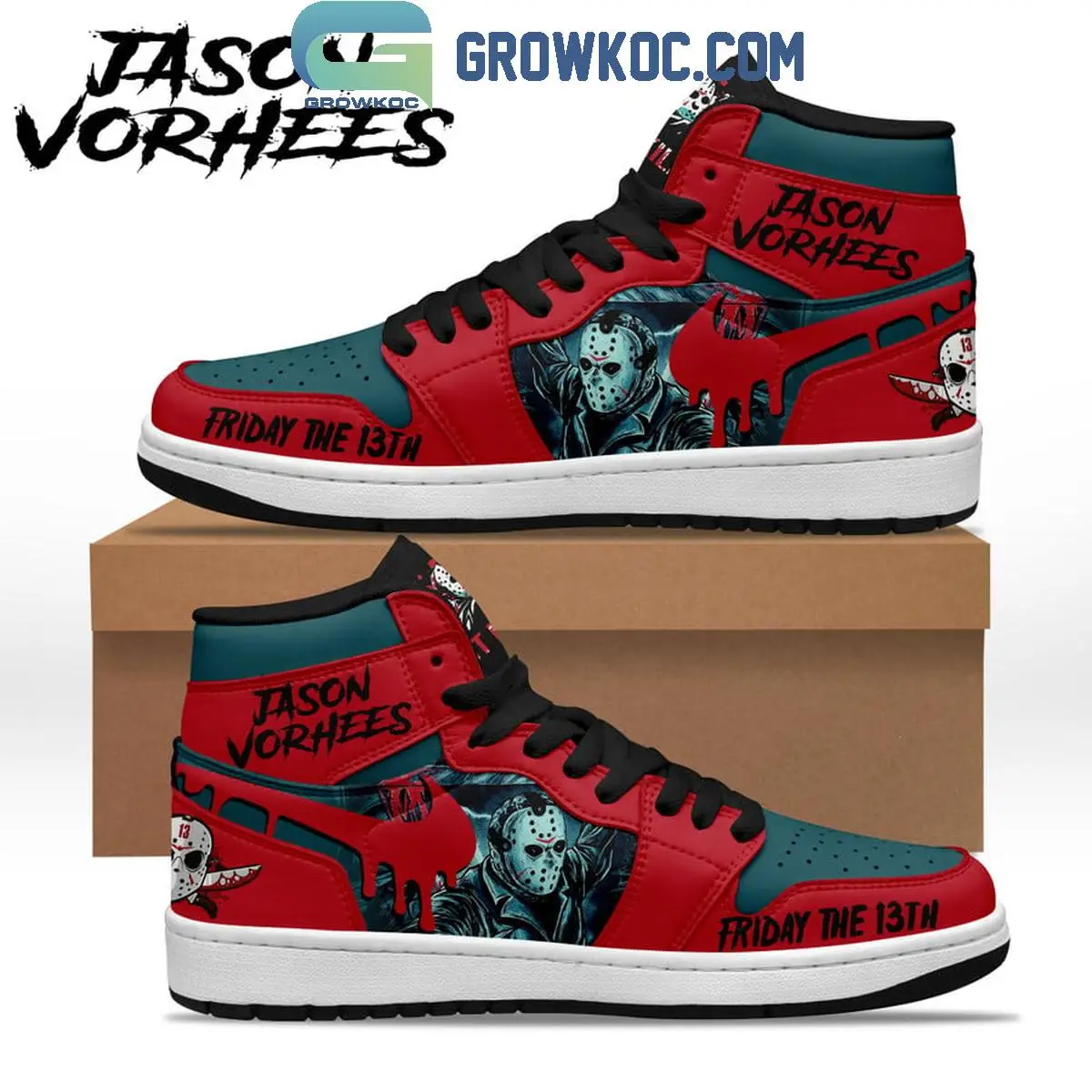 Jason Voorhees Friday The 13th Bloody Red Air Jordan 1 Shoes