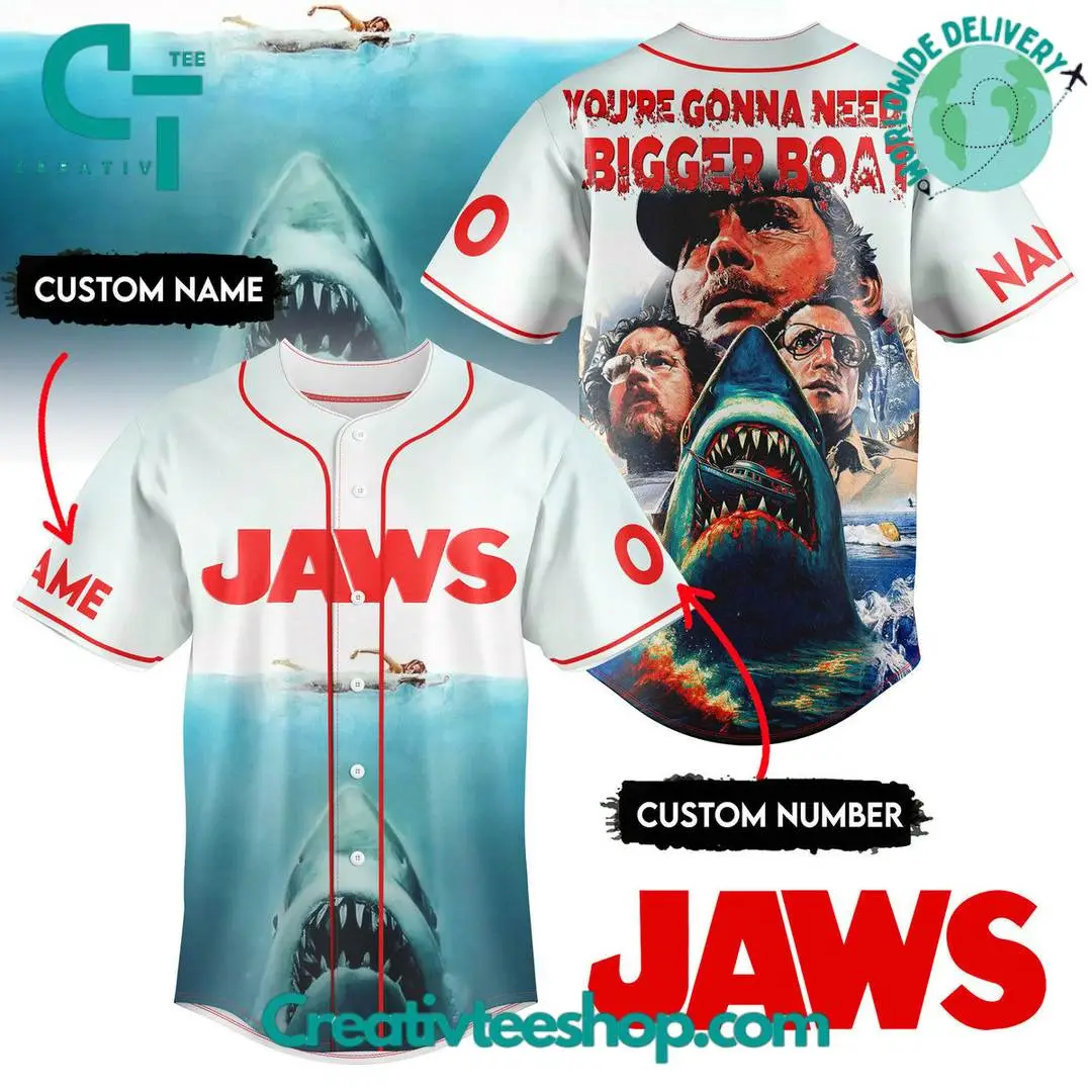 Jaws Movie Personalized Baseball Jersey