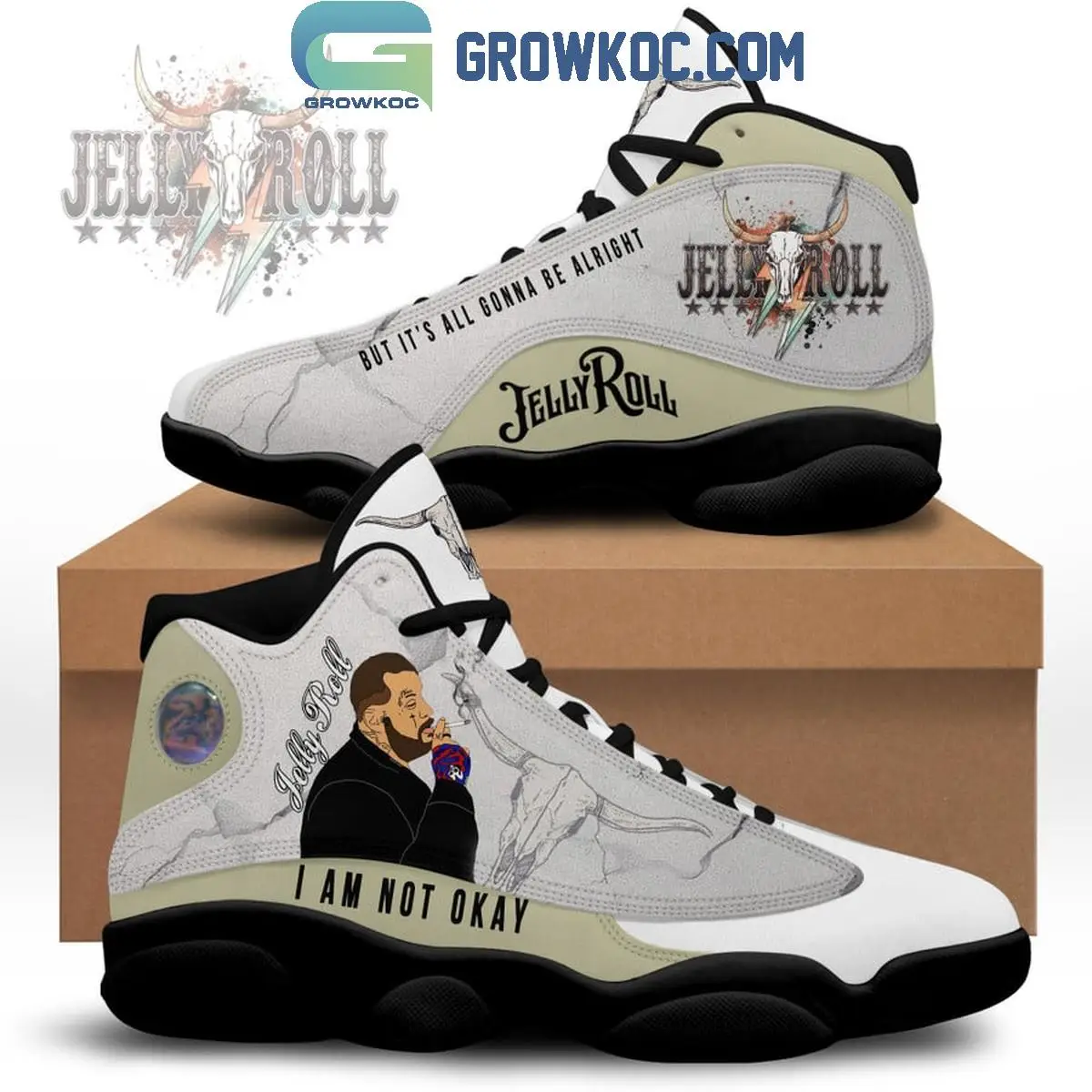 Jelly Roll I Am Not Okay But It's All Gonna Be Alright Air Force 13 Shoes
