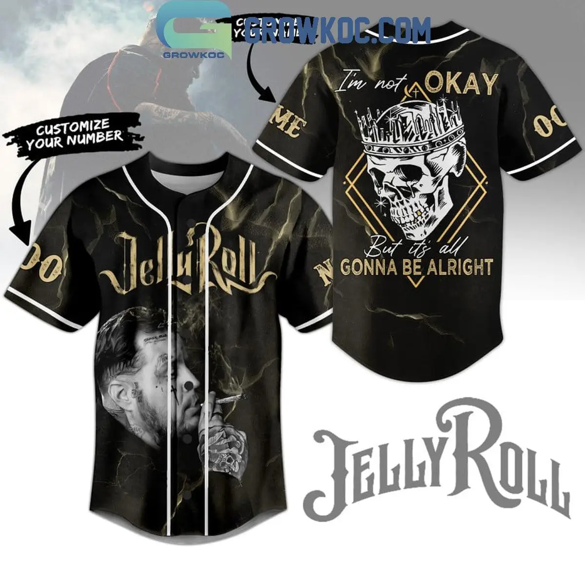 Jelly Roll I Am Not Okay True Fan Love Personalized Baseball Jersey