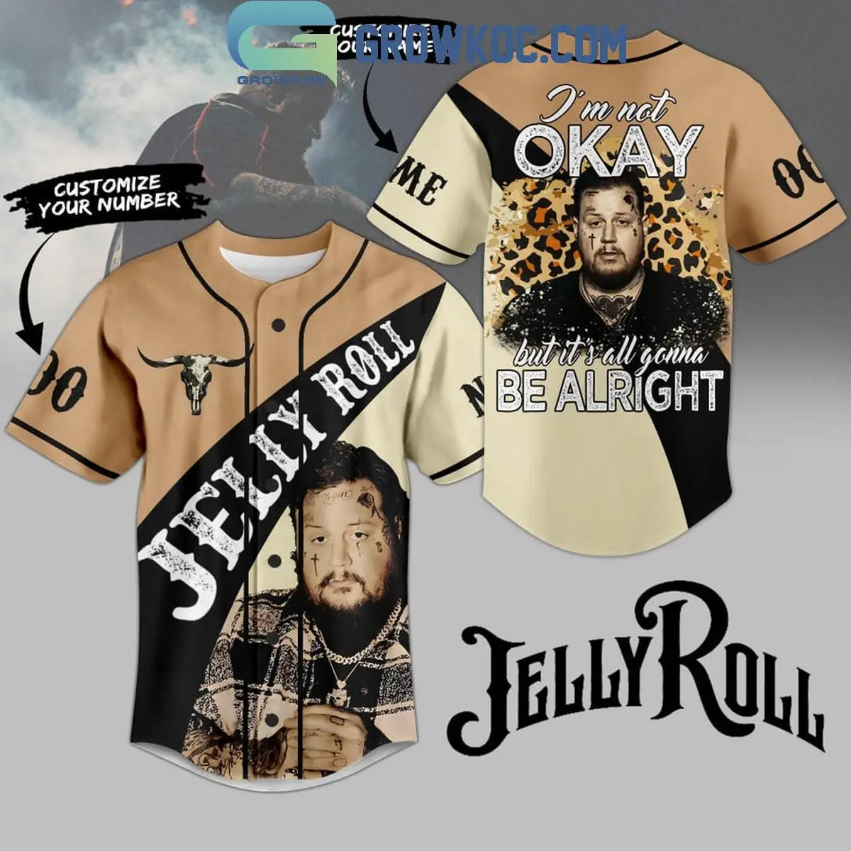 Jelly Roll It's Alright When I'm Not Okay Personalized Baseball Jersey