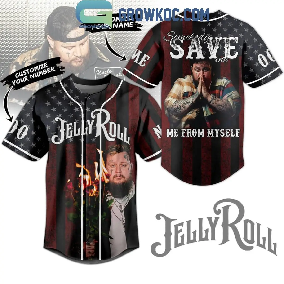 Jelly Roll Somebody Save Me From Myself Hurt Personalized Baseball Jersey