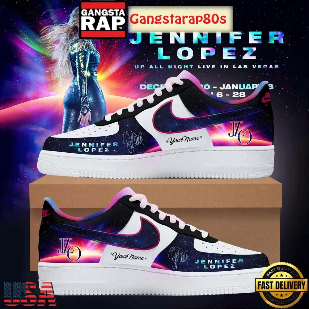 Jennifer Lopez Up All Night Live In Las Vegas 2026 Custom Air Force 1 Sneakers Shoes