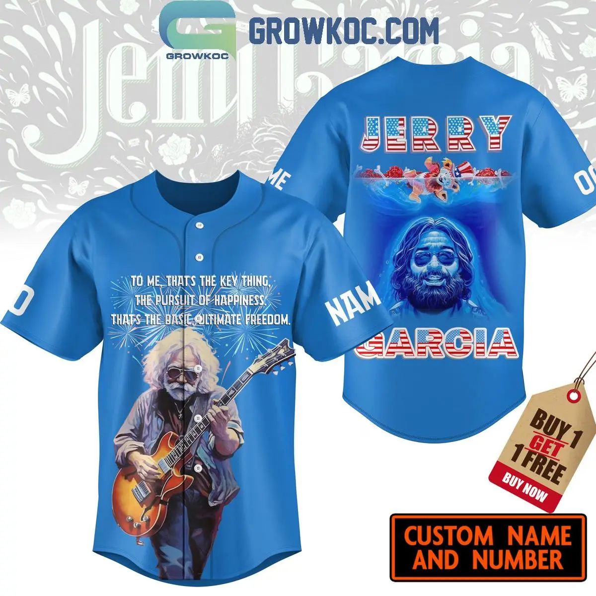 Jerry Garcia Grateful Dead The Pursuit Of Happiness Personalized Baseball Jersey