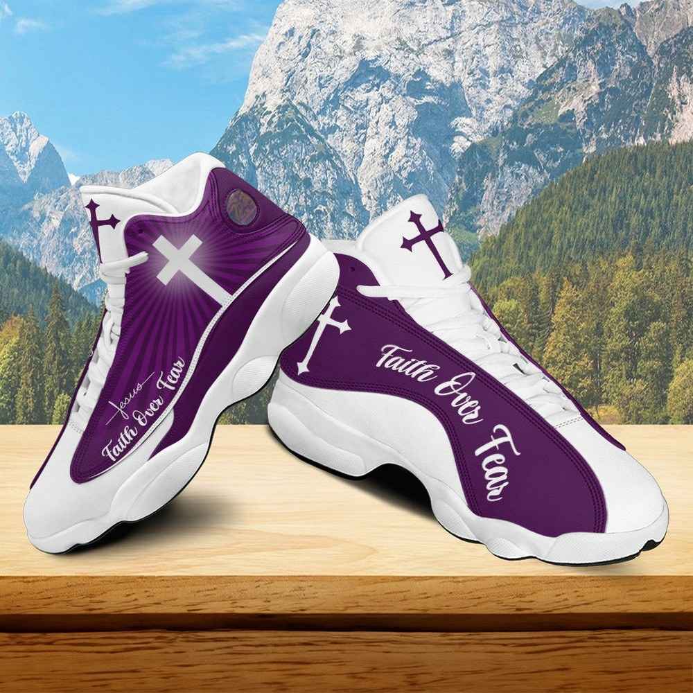 Jesus Faith Over Fear Purple JD13 Shoes
