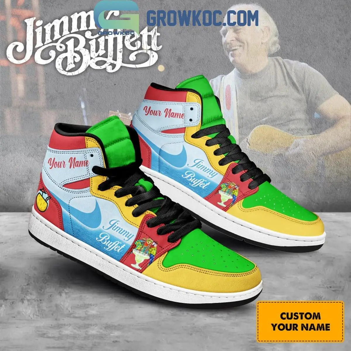 Jimmy Buffet It's Summer Time Personalized Air Jordan 1 Shoes
