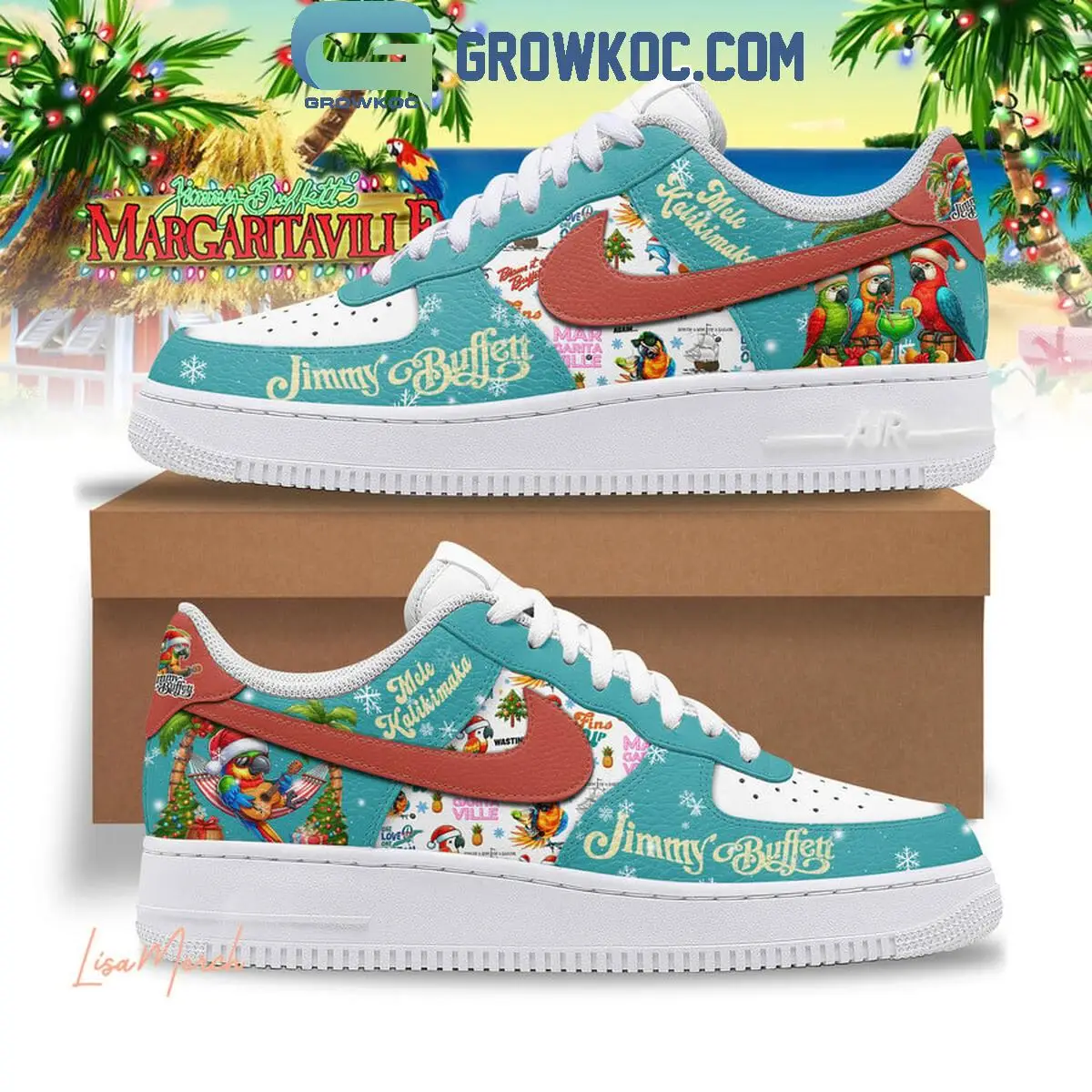 Jimmy Buffett Merry Christmas Mele Kalikimaka Air Force 1 Shoes