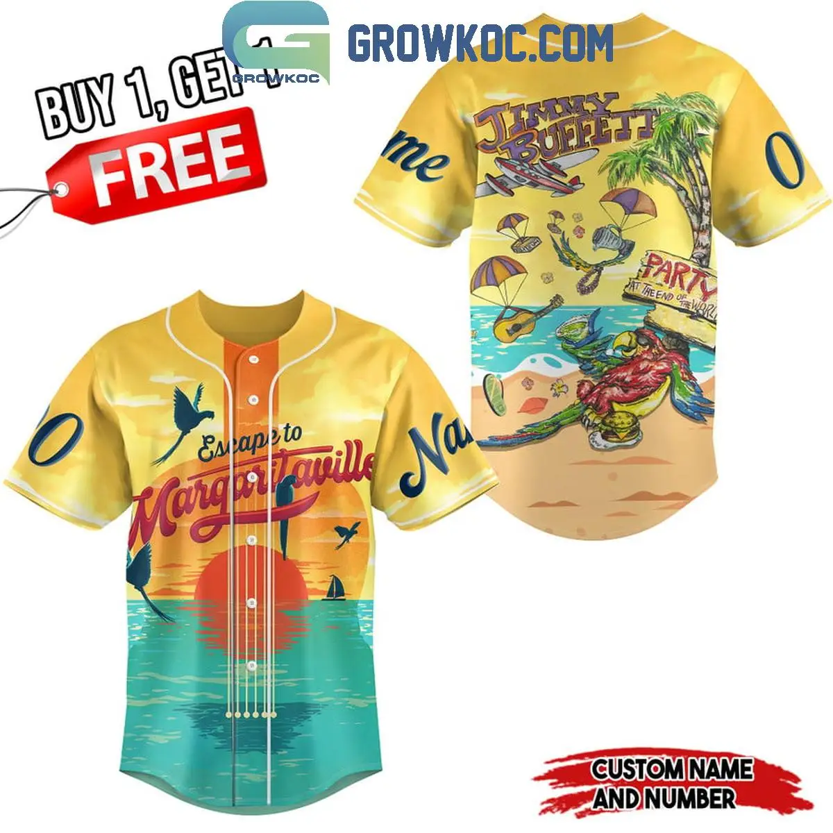 Jimmy Buffett Party At The End Of The World Personalized Baseball Jersey