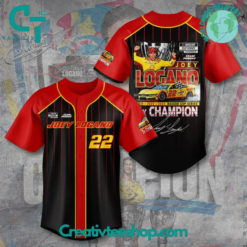 Joey Logano 3X Champions Nascar Cup Series Baseball Jersey