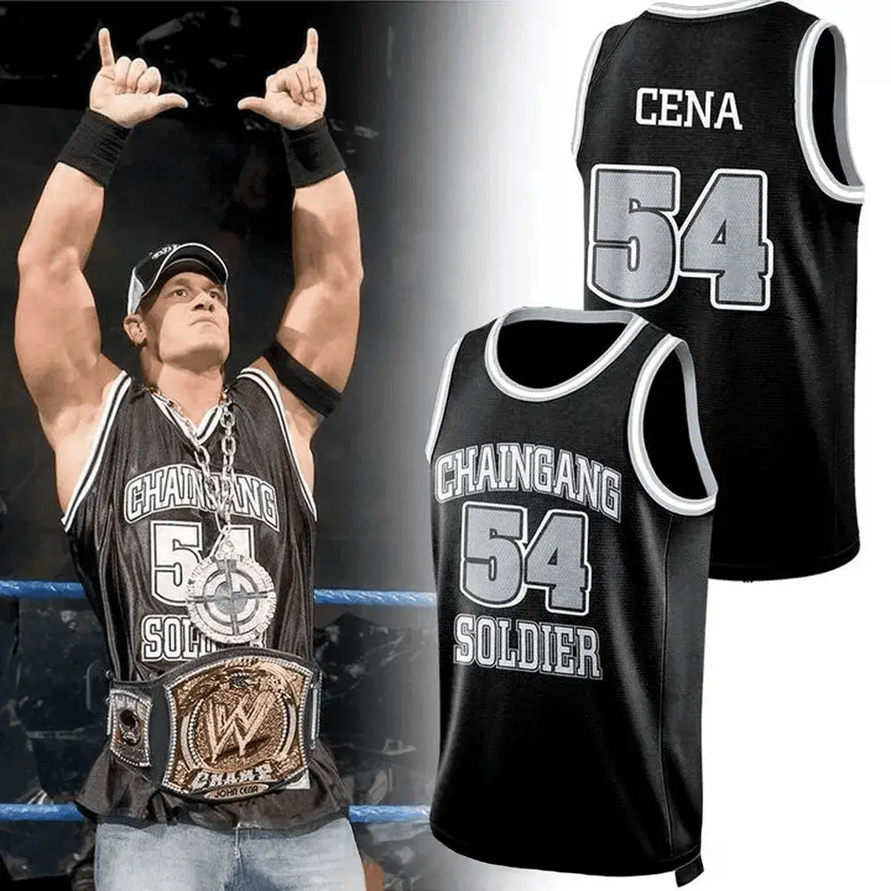 John Cena Chain Gang Soldier 54 Basketball Jersey John Cena Merch Best Father's Day Gifts For Dad - Tazila