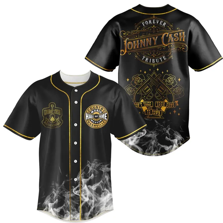 Johnny Cash Forever Tribute Don't Take Your Guns To Town Baseball Jersey