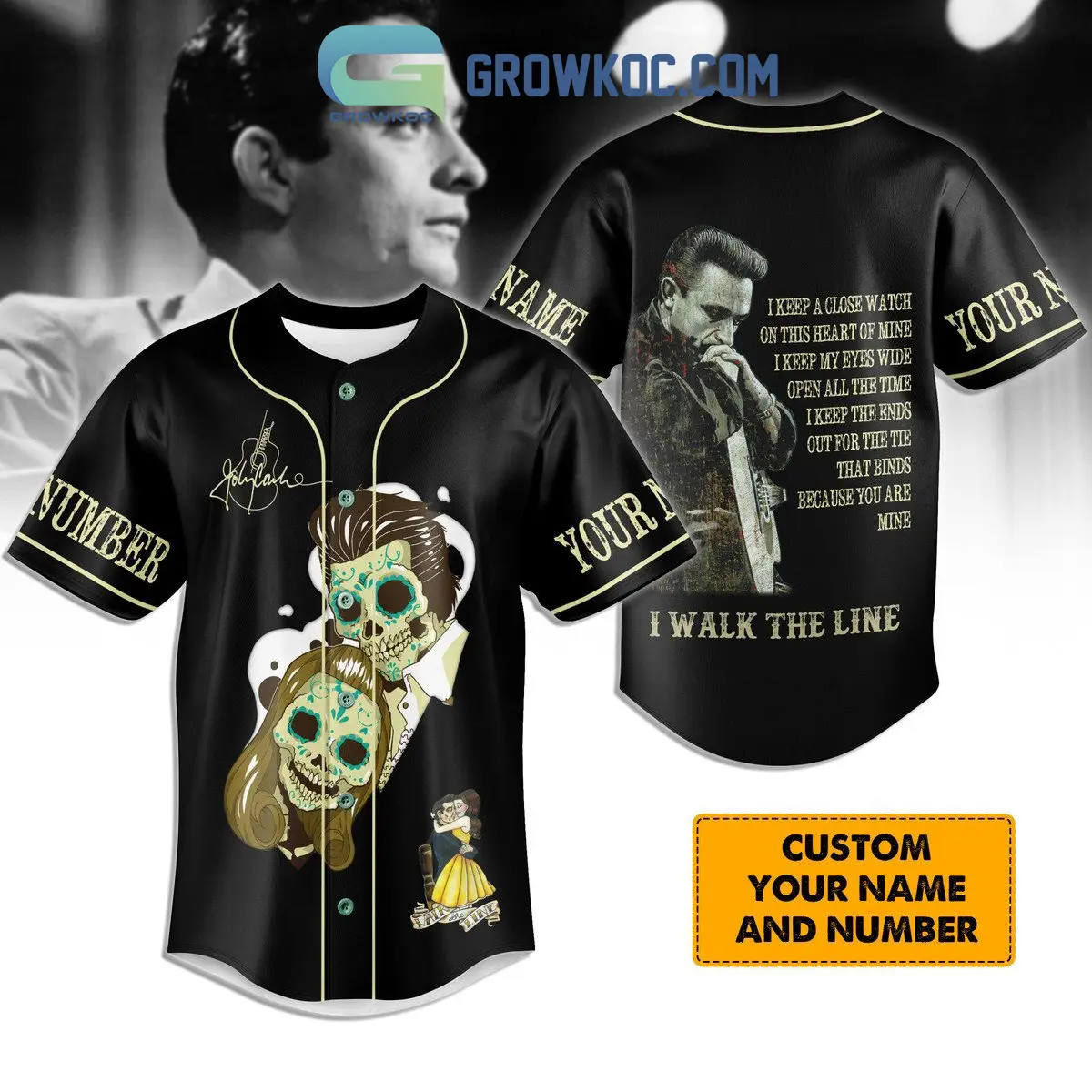 Johnny Cash I Walk The Line Personalized Baseball Jersey