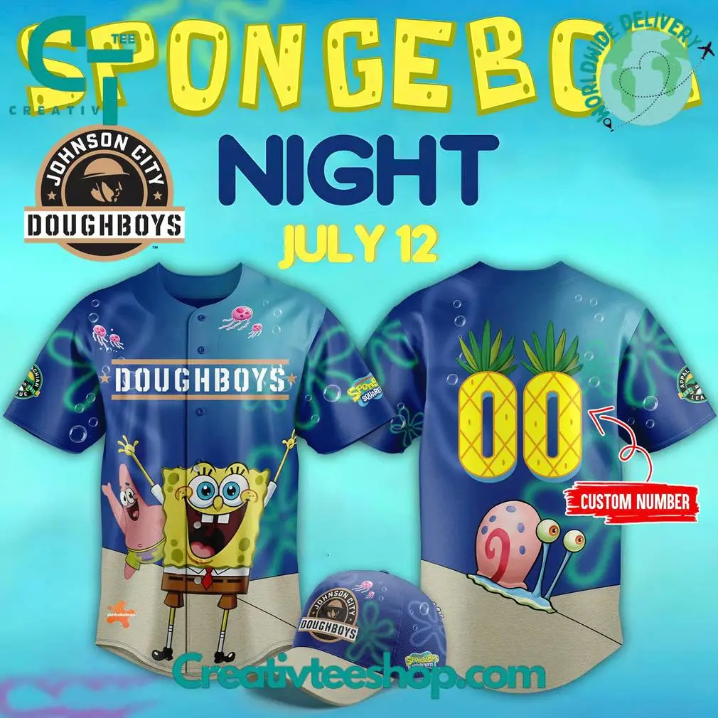 Johnson City Doughboys X Spongebob Squarepants Night 2025 Baseball Jersey