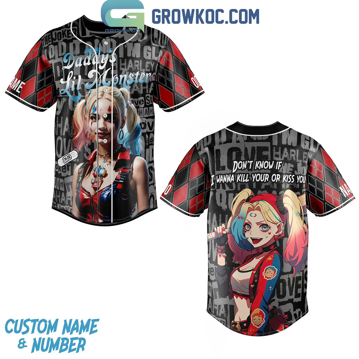 Joker Harley Quinn Daddy's Lil Monster Personalized Baseball Jersey