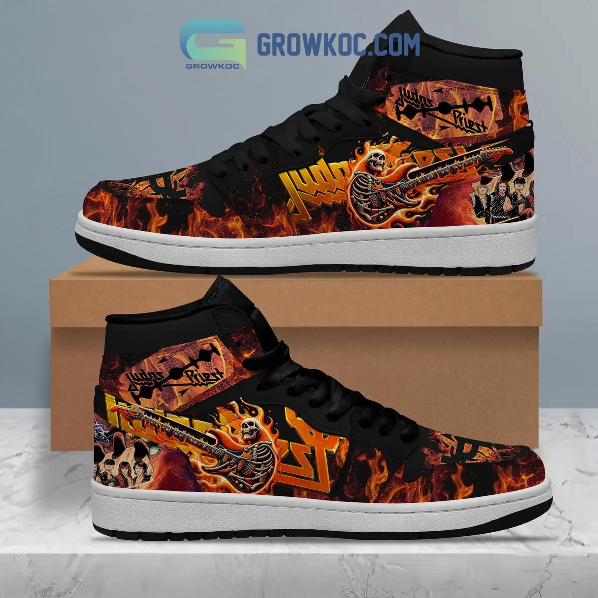 Judas Priest In Flame Air Jordan 1 Shoes