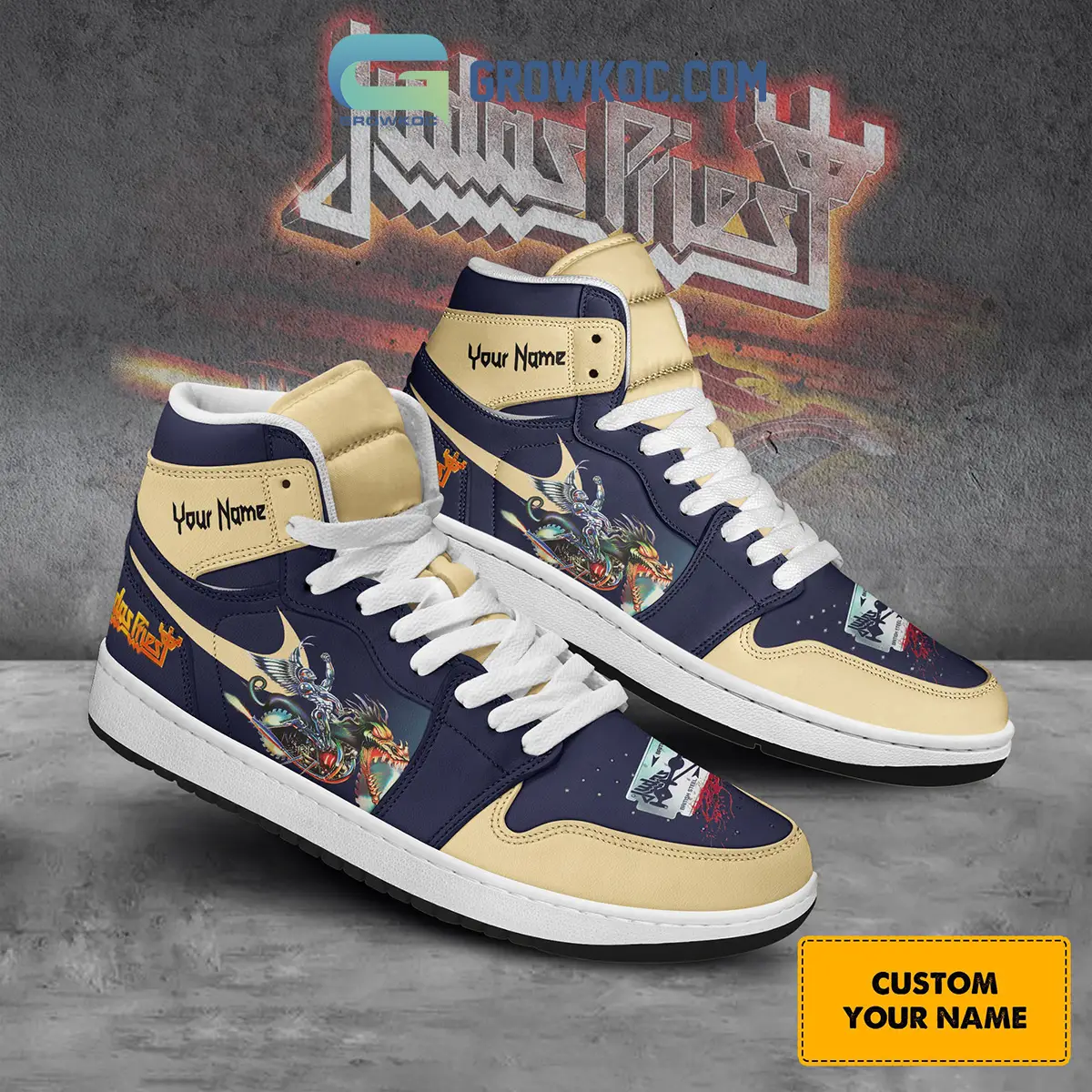 Judas Priest The Serpent And The King Personalized Air Jordan 1 Shoes White Version