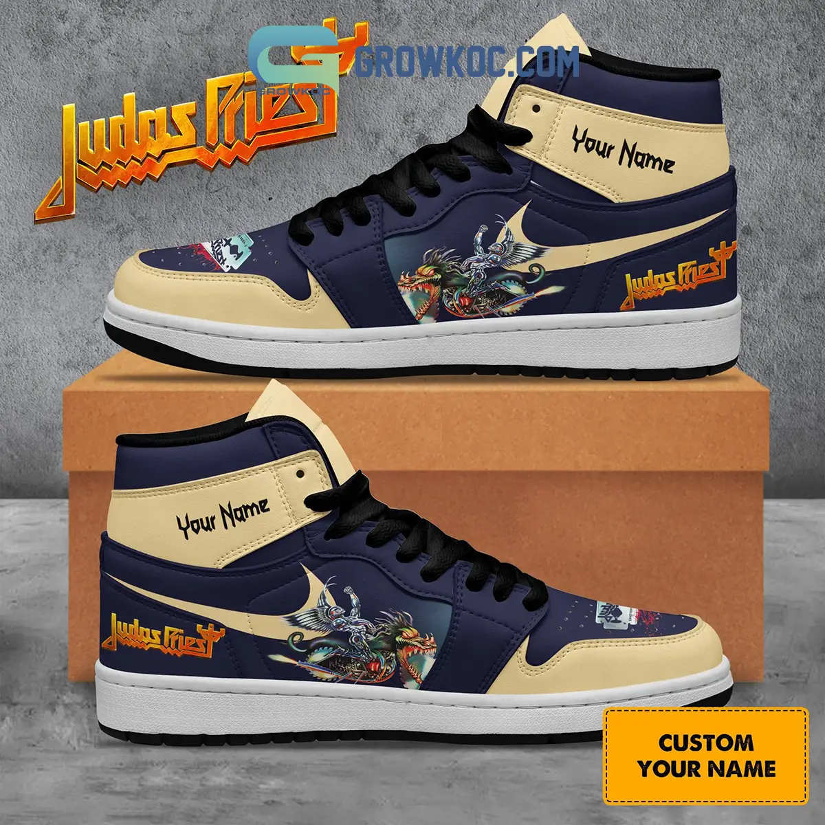 Judas Priest The Serpent And The King Personalized Black Design Air Jordan 1 Shoes