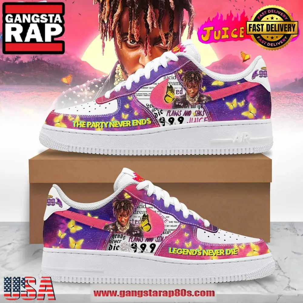Juice WRLD The Party Never Ends Air Force 1 Running Sneakers Shoes Juice WRLD The Party Never Ends Air Force 1 Running Sneakers Shoes - Image 1