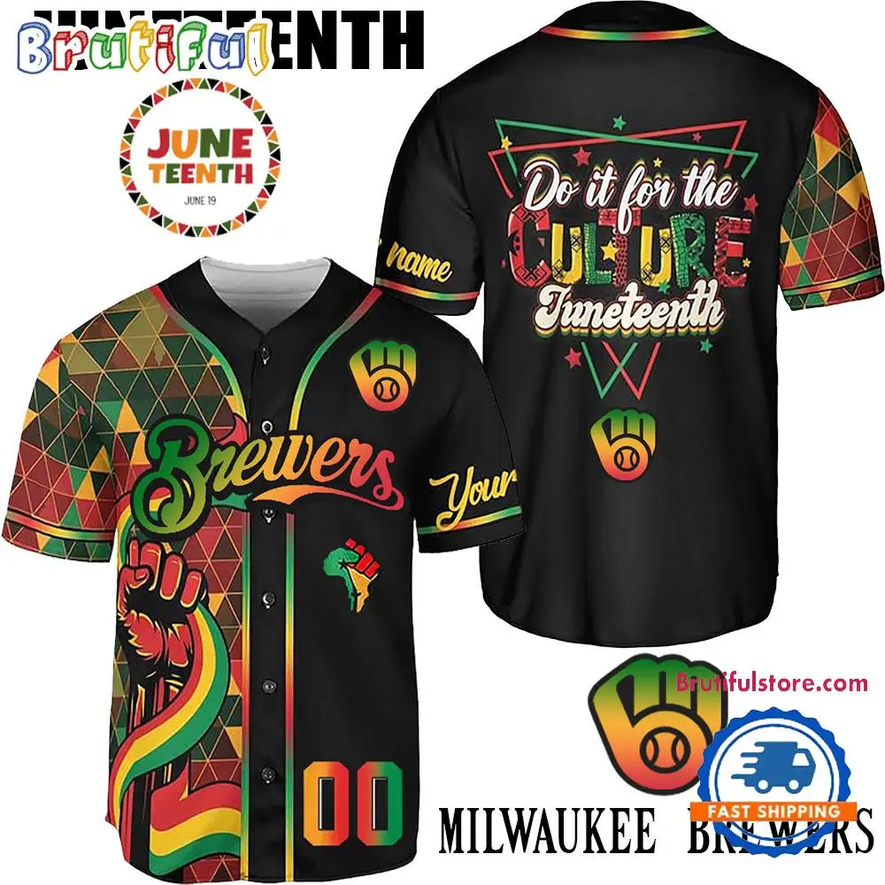 Juneteenth Day x Milwaukee Brewers 2025 Baseball Jersey Shirt