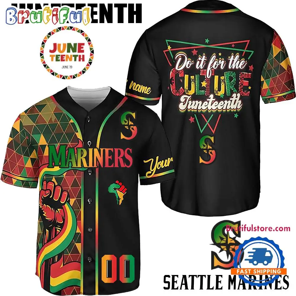 Juneteenth Day x Seattle Mariners 2025 Baseball Jersey Shirt Juneteenth Day x Seattle Mariners 2025 Baseball Jersey Shirt - Image 1
