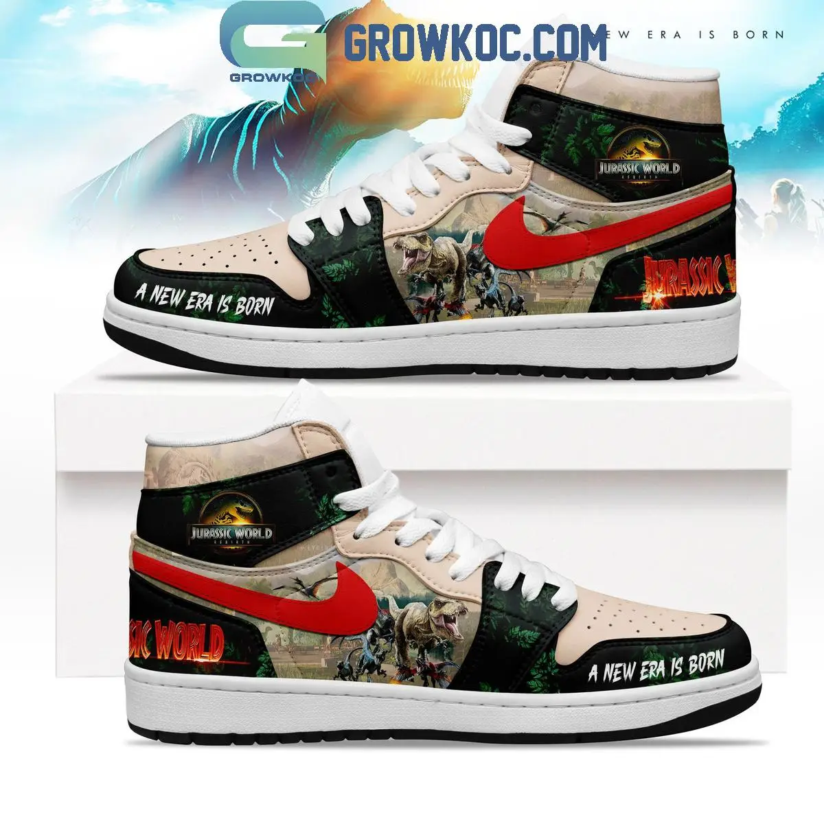 Jurassic World A New Era Is Born Air Jordan 1 Shoes Jurassic World A New Era Is Born Air Jordan 1 Shoes - Image 1