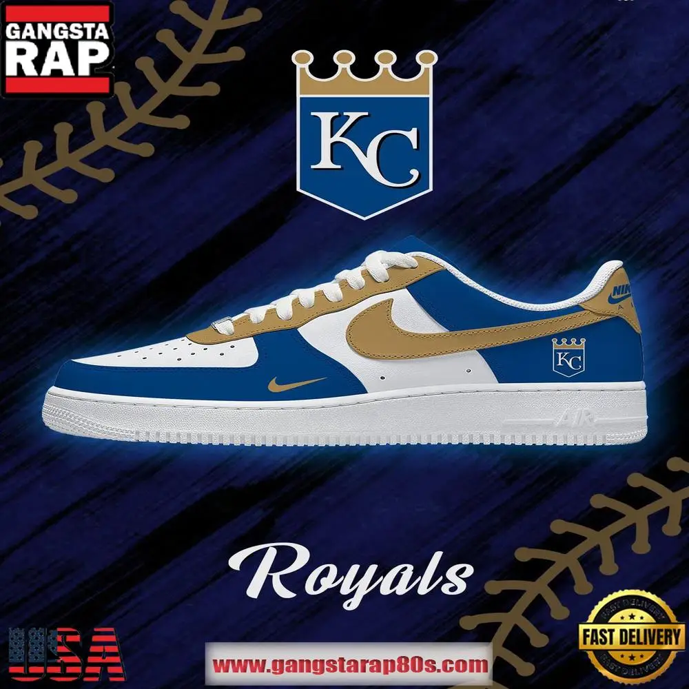 Kansas City Baseball Nike Air Force 1 Sneakers Shoes Kansas City Baseball Nike Air Force 1 Sneakers Shoes - Image 1