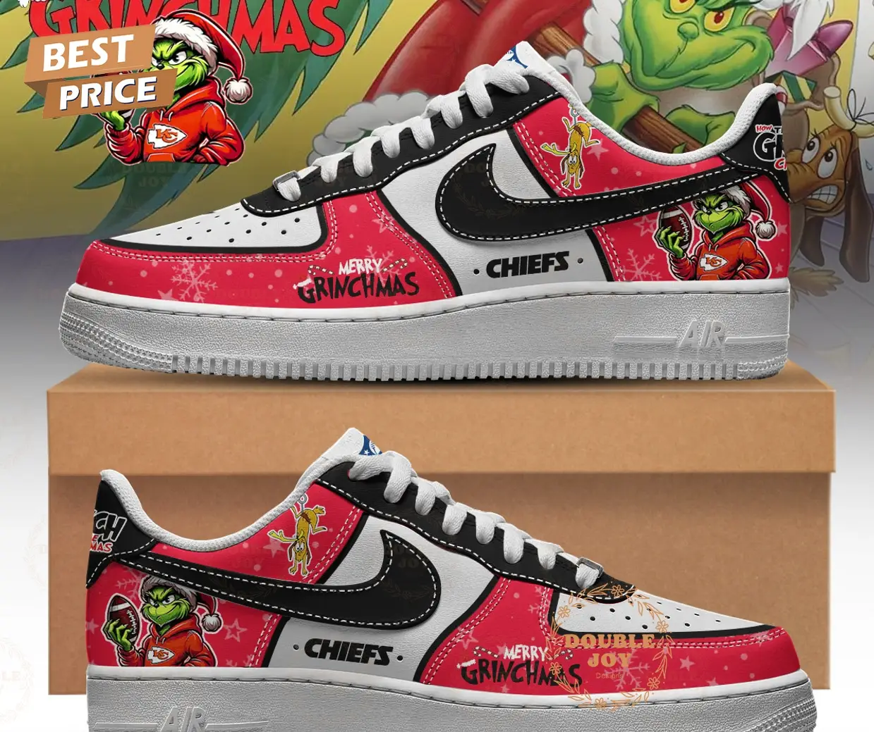 Kansas City Chiefs X Merry Grichmas 2025 Air Force 1 Sneakers