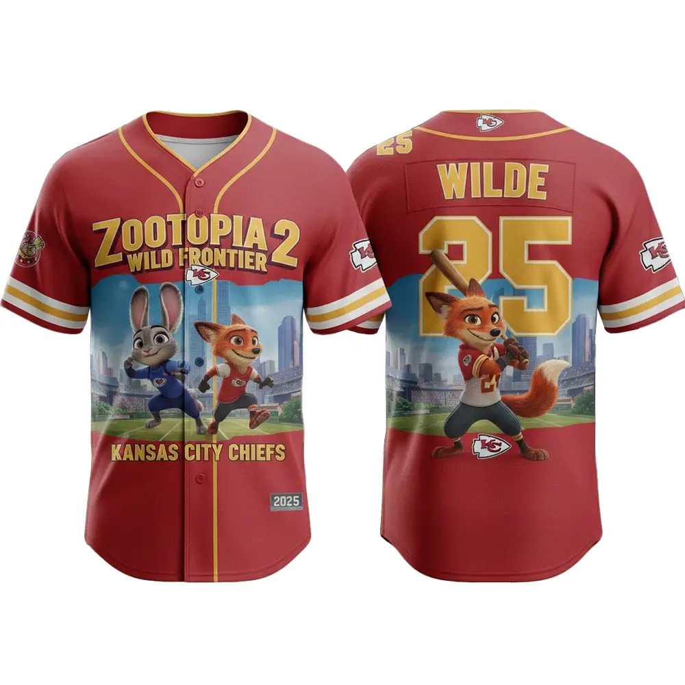 Kansas City Chiefs x Zootopia 2 Wilde Hopps Baseball Jersey 2025 - Tazila