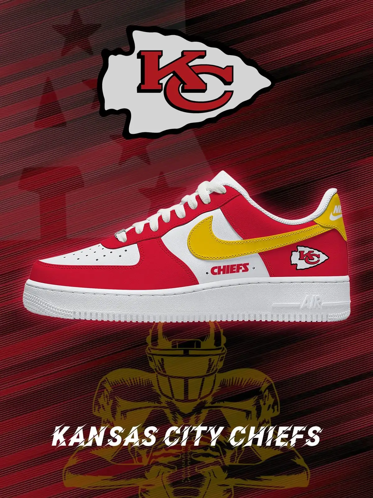 Kansas City Football Custom Air Force 1 Sneakers - NFL Fan Edition | PZ69