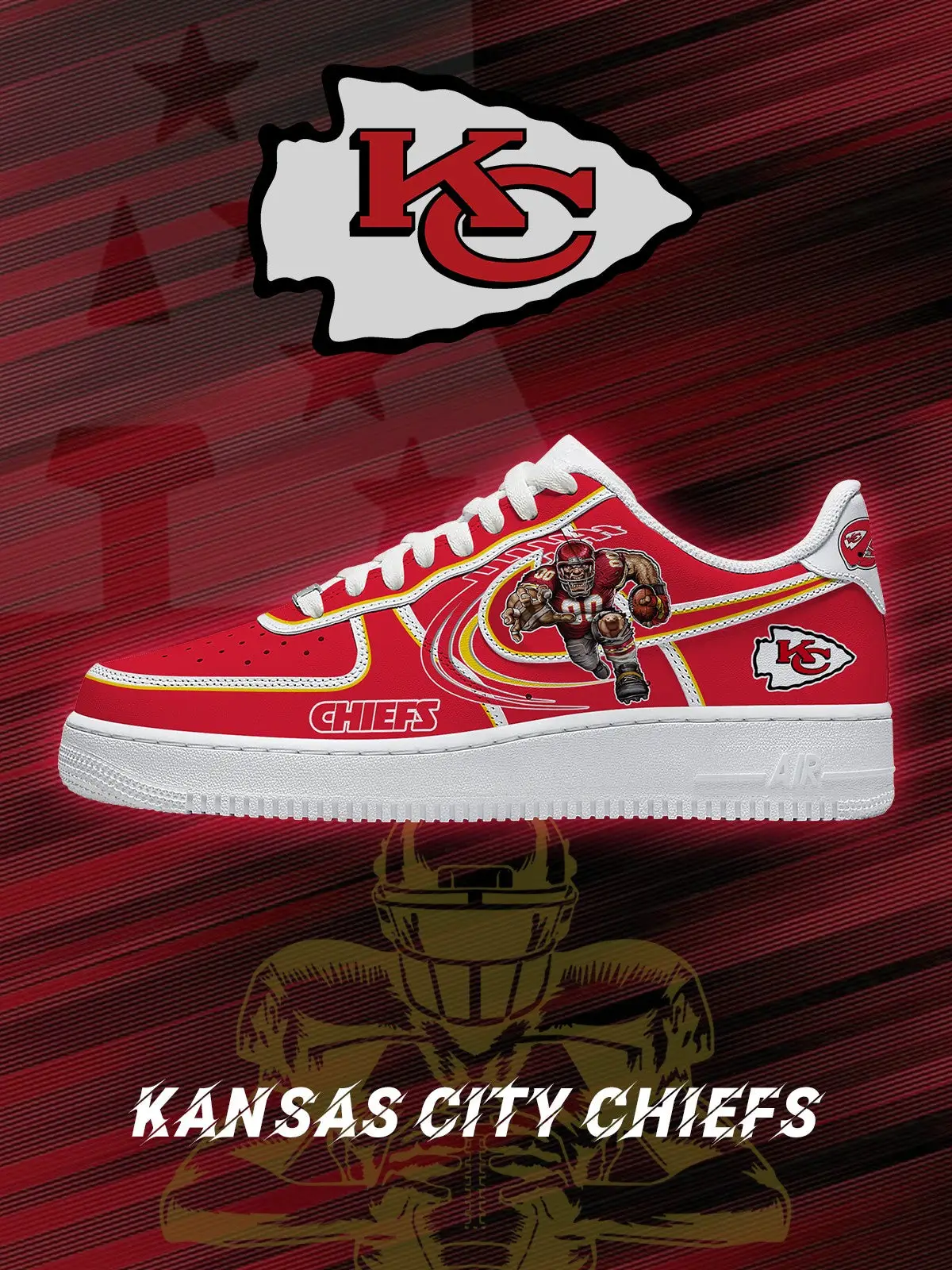 Kansas City Football V.2 Custom Air Force 1 Sneakers - NFL Fan Edition | HC95