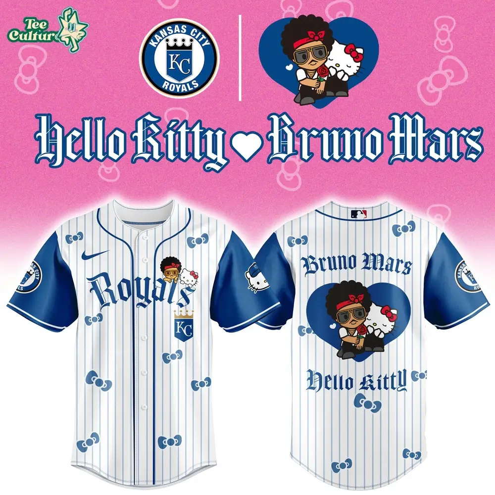 Kansas City Royals x Bruno Mars x Hello Kitty 2026 Limited Edition Blue Jersey Jogger Cap Set