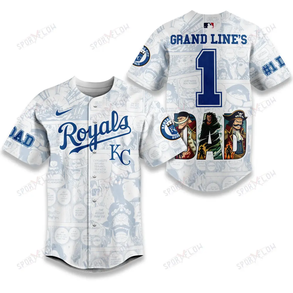 Kansas City Royals X One Piece Grand Line'S #1 Dad Custom Baseball Jersey