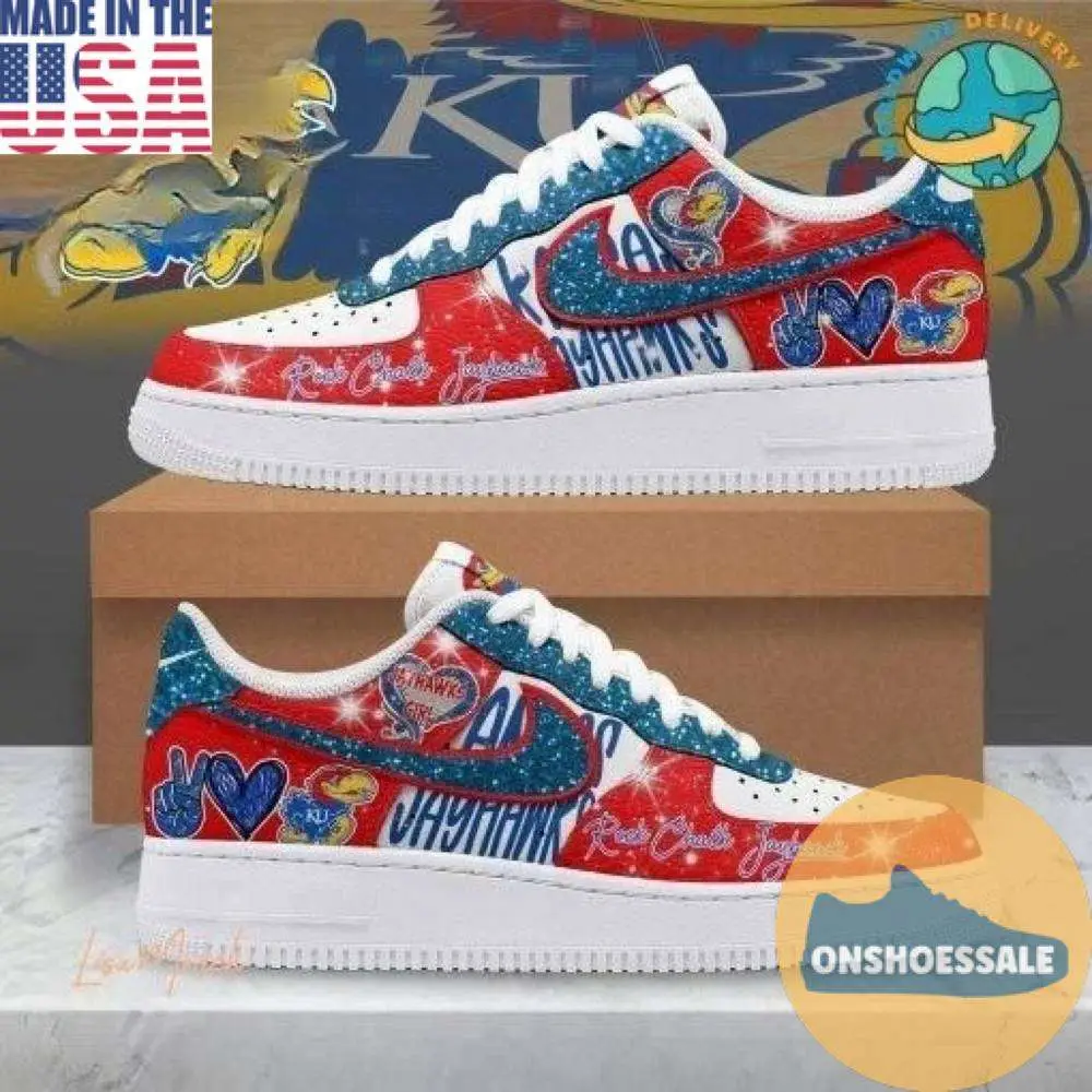 Kansas Jayhawks Rock Chalk Jayhawk Air Force 1, Gift For Fans - Best Gift Shoes