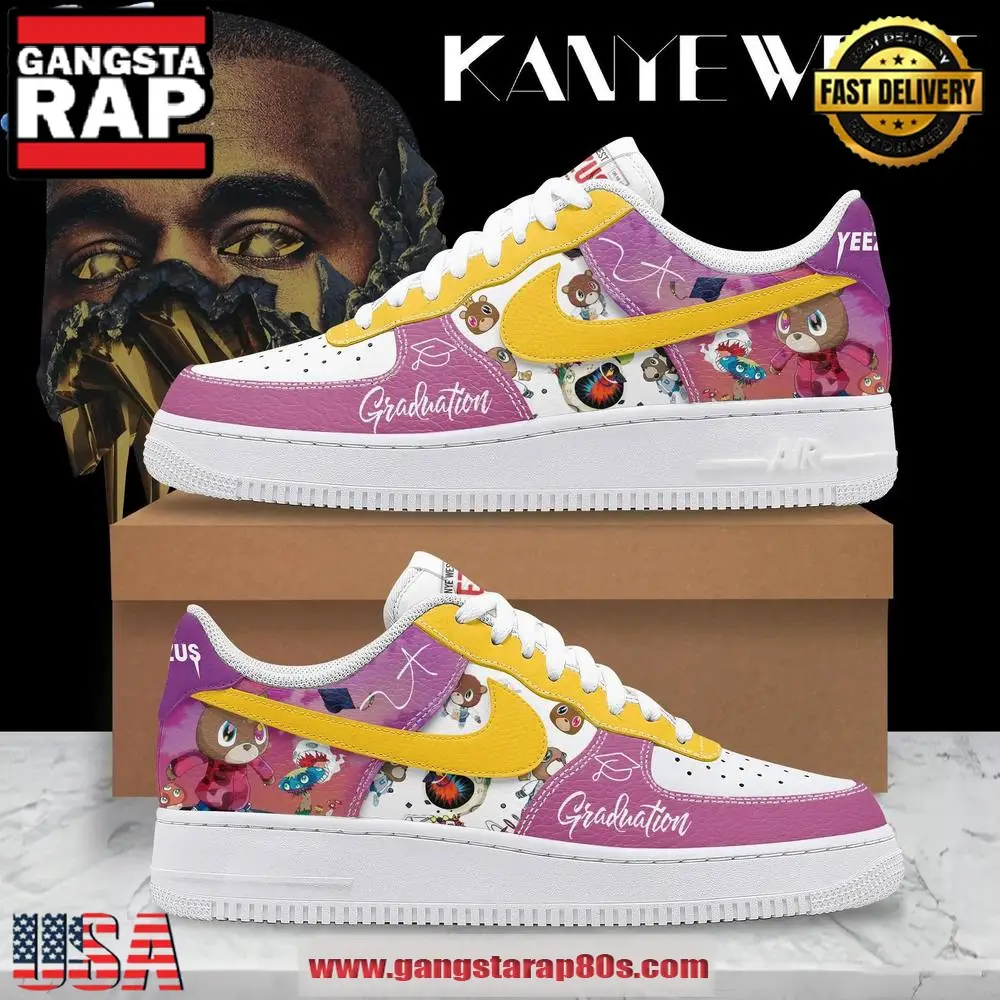 Kanye West Graduation Limited Edition Air Force 1 Sneakers Shoes Kanye West Graduation Limited Edition Air Force 1 Sneakers Shoes - Image 1