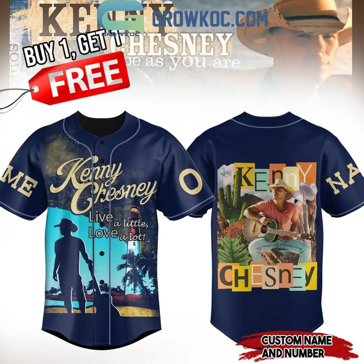 Kenny Chesney Live A Little Love A Lot Navy Personalized Baseball Jersey