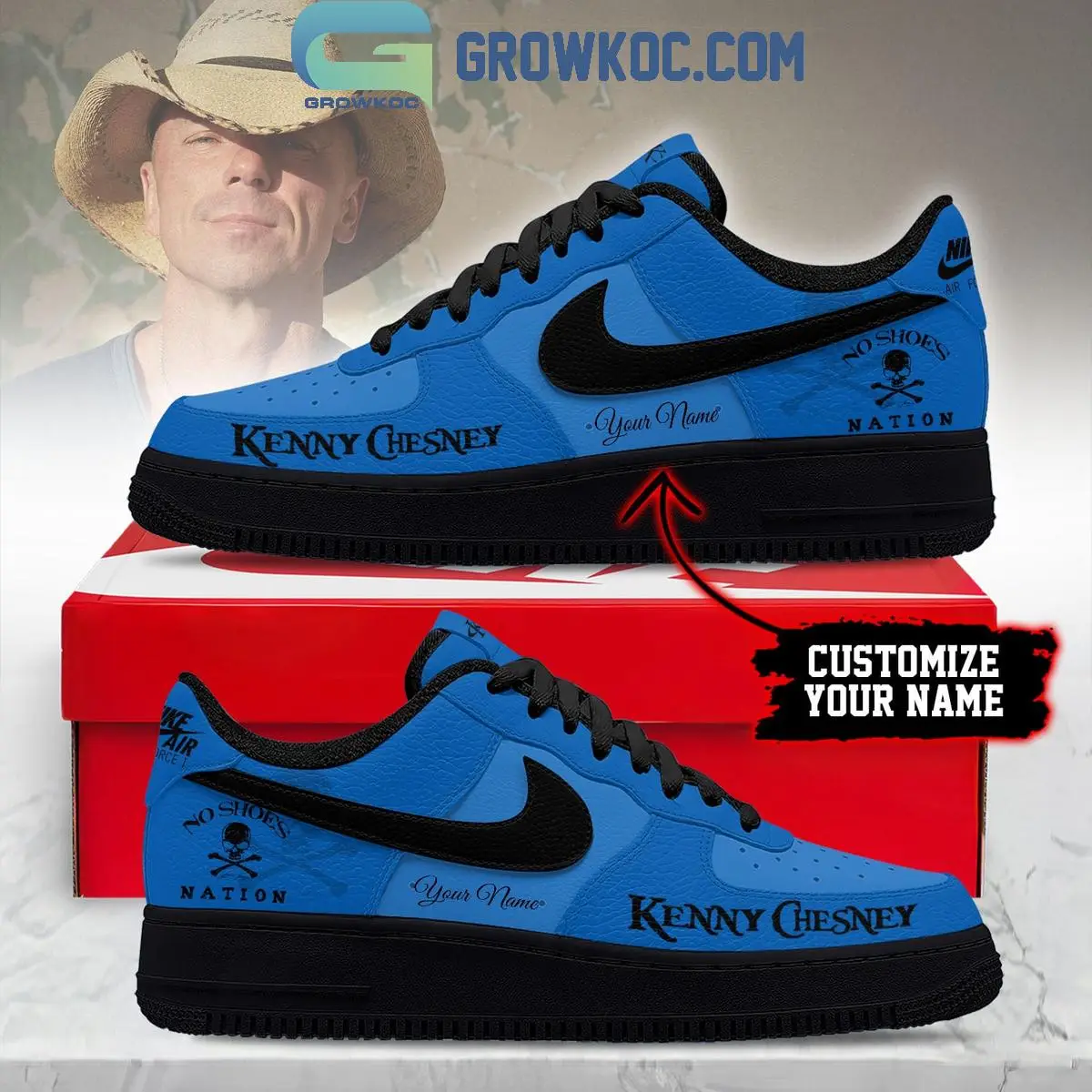 Kenny Chesney No Shoes Nation Back In Black Air Force 1 Shoes