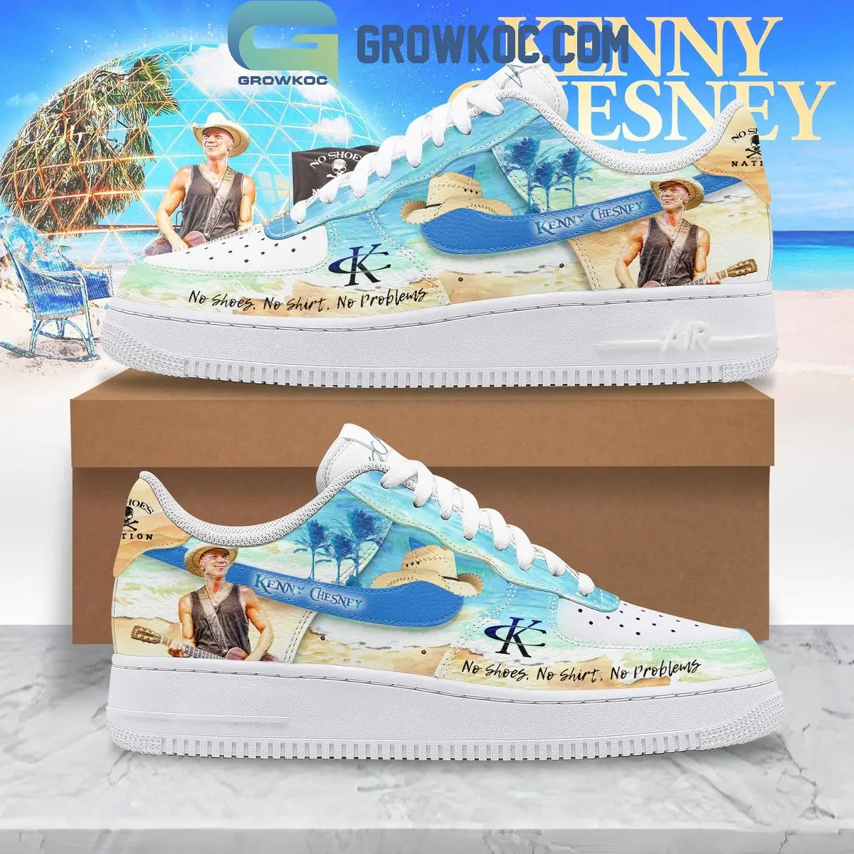 Kenny Chesney No Shoes No Sghirt No Problems Air Force 1 Shoes