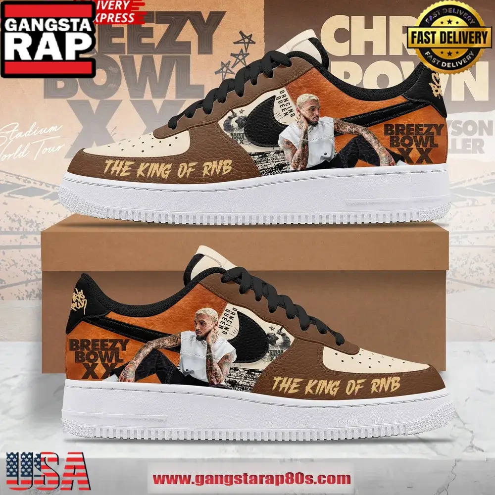 King Of RNB Chris Brown Limited Edition Air Force 1 Sneakers Shoes King Of RNB Chris Brown Limited Edition Air Force 1 Sneakers Shoes - Image 1