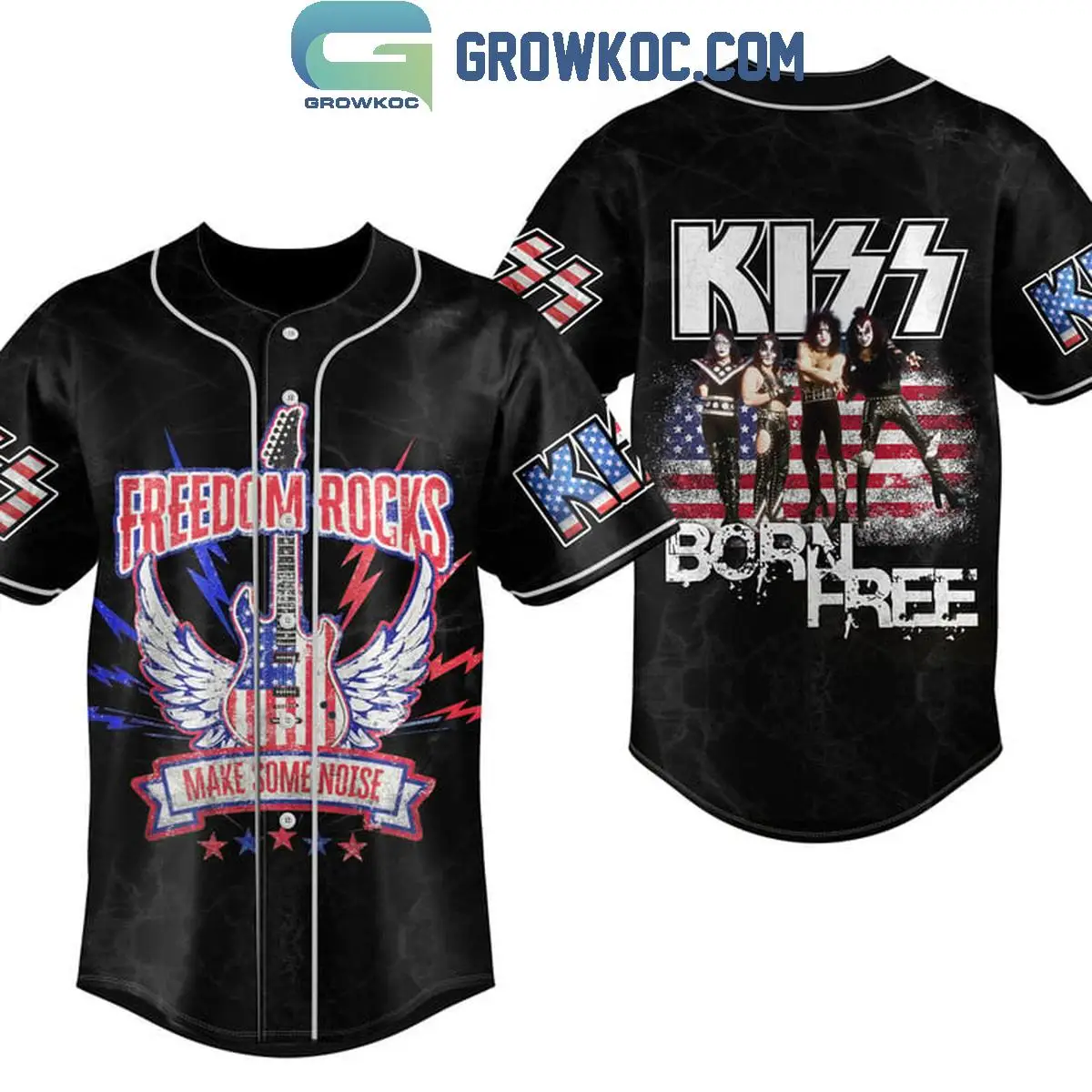 Kiss Band Freedom Rocks Make Some Noise Personalized Baseball Jersey