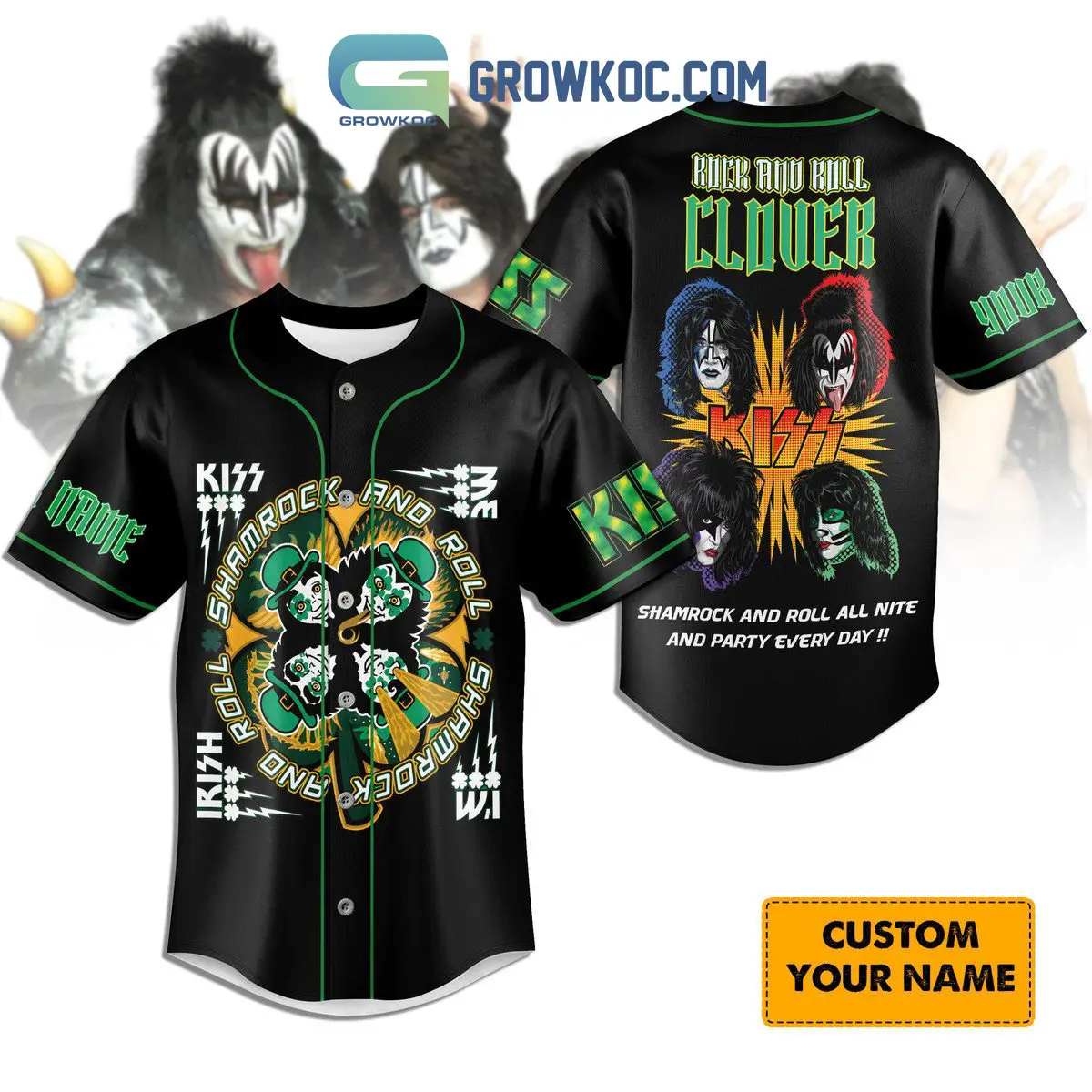Kiss Irish St. Patrick's Day Personalized Baseball Jersey