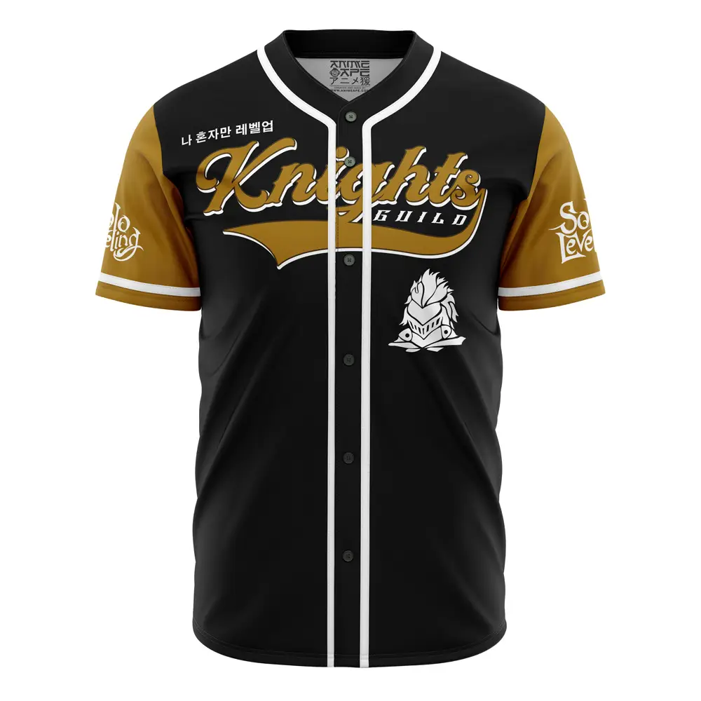 Knights Guild Baseball Jersey - Stylish Black & Gold Design For Anime Fans