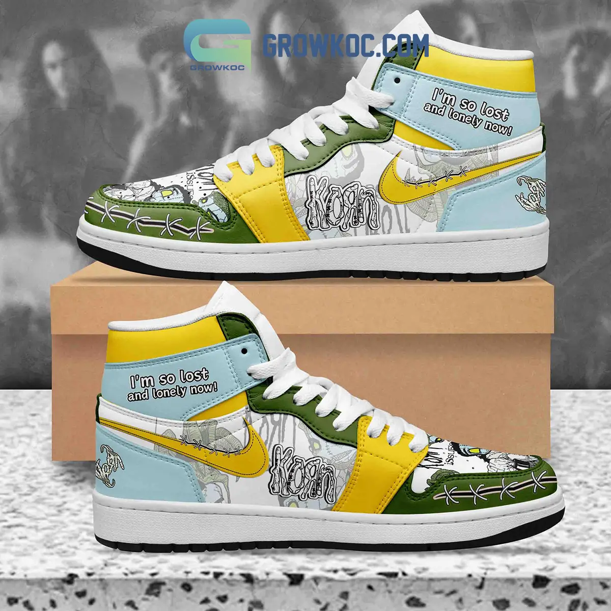 Korn I'm So Lost And Lonely Now White Lace Air Jordan 1 Shoes