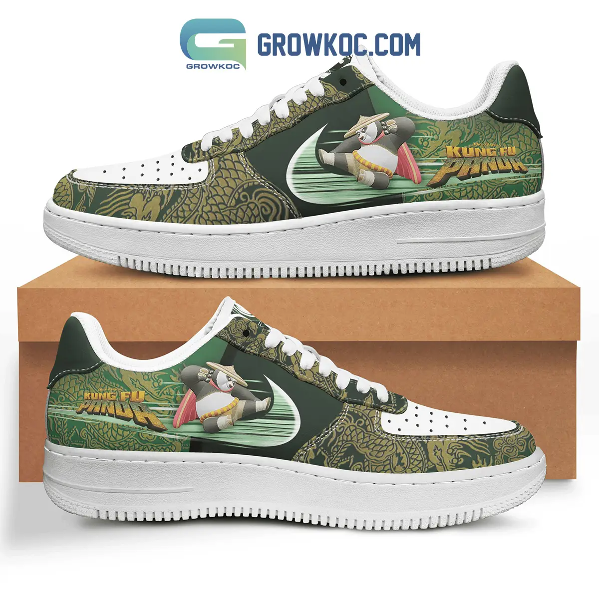 Kung Fu Panda Po Black And Green Air Force 1 Shoes