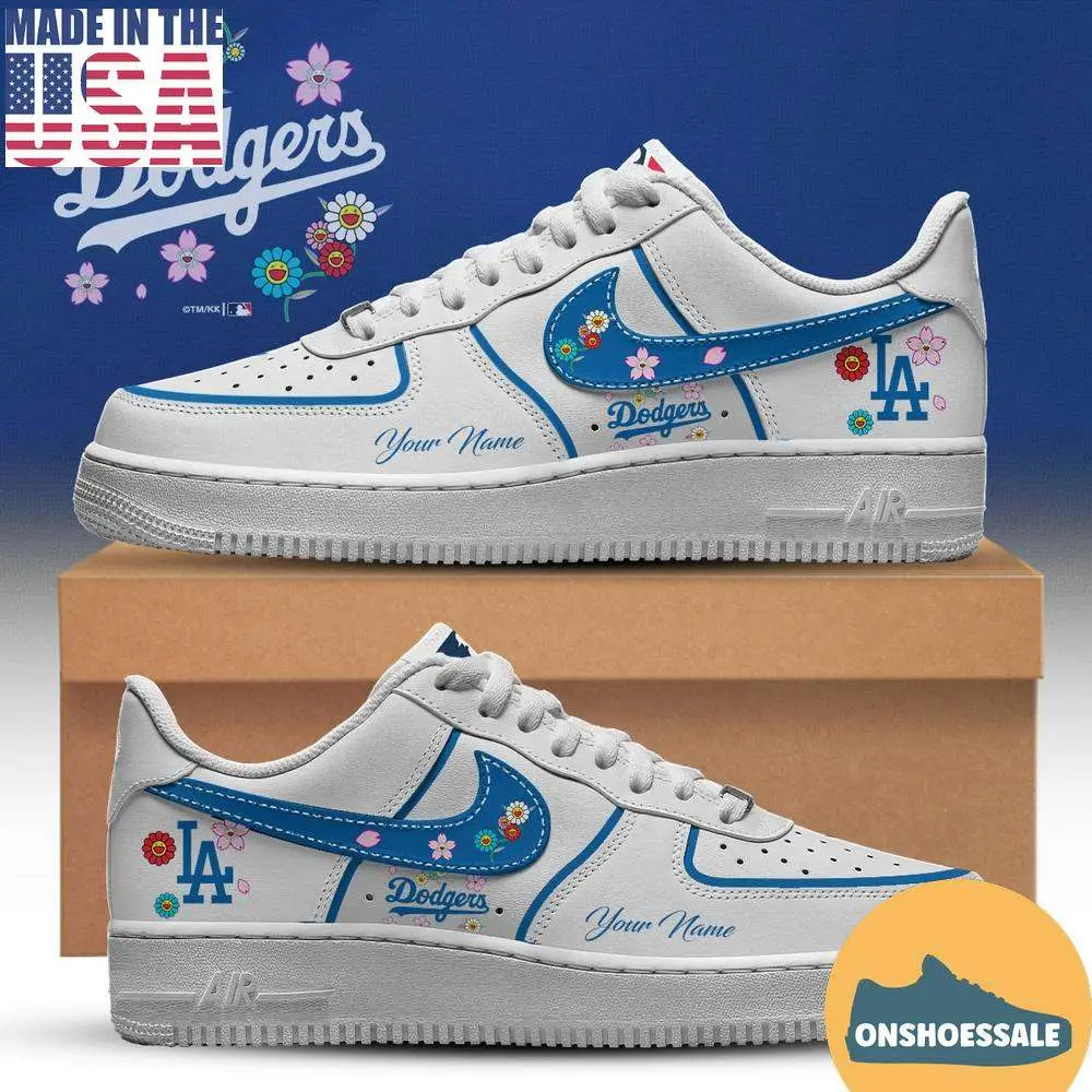 LA Dodgers x Takashi Murakami Shoes Special White Air Force, Gift For Fans - Best Gift Shoes
