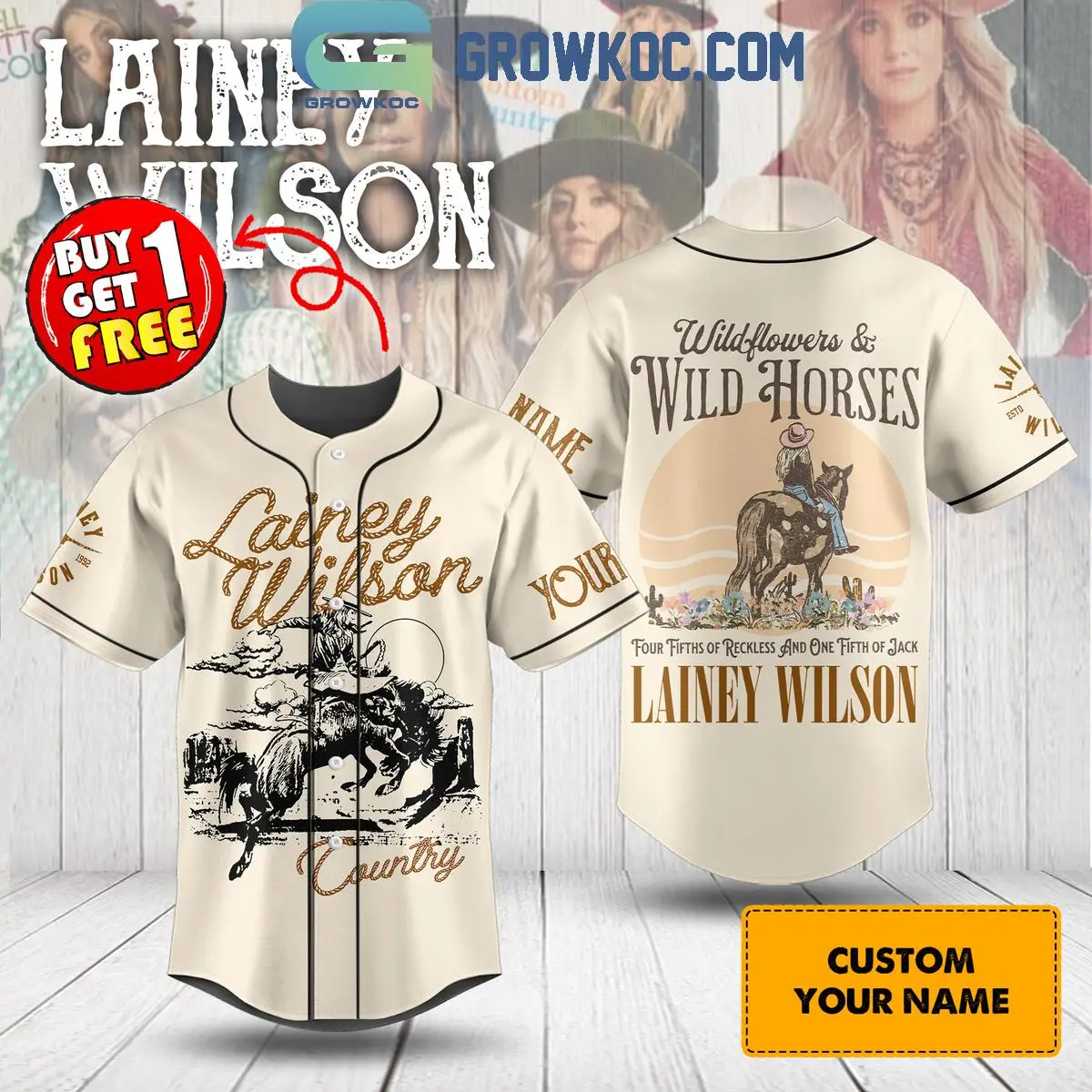 Lainey Wilson Wildflower And Wild Horses Personalized Baseball Jersey