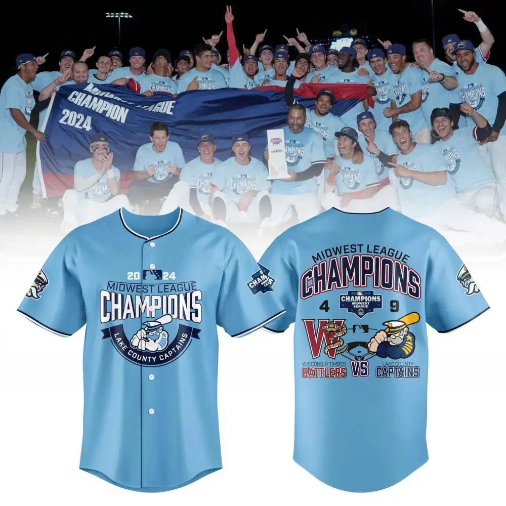 Lake County Captains Midwest League Champions 2024 Baseball Jersey