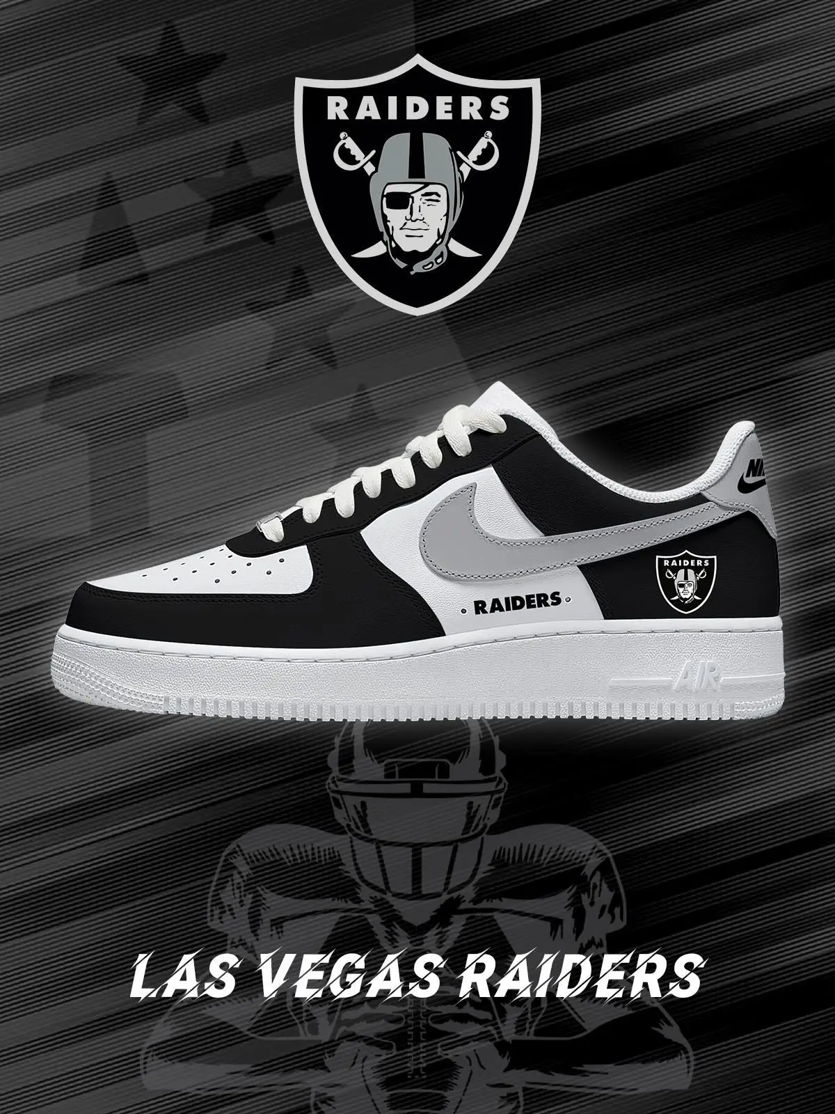 Las Vegas Football Custom Air Force 1 Sneakers - NFL Fan Edition | SO71