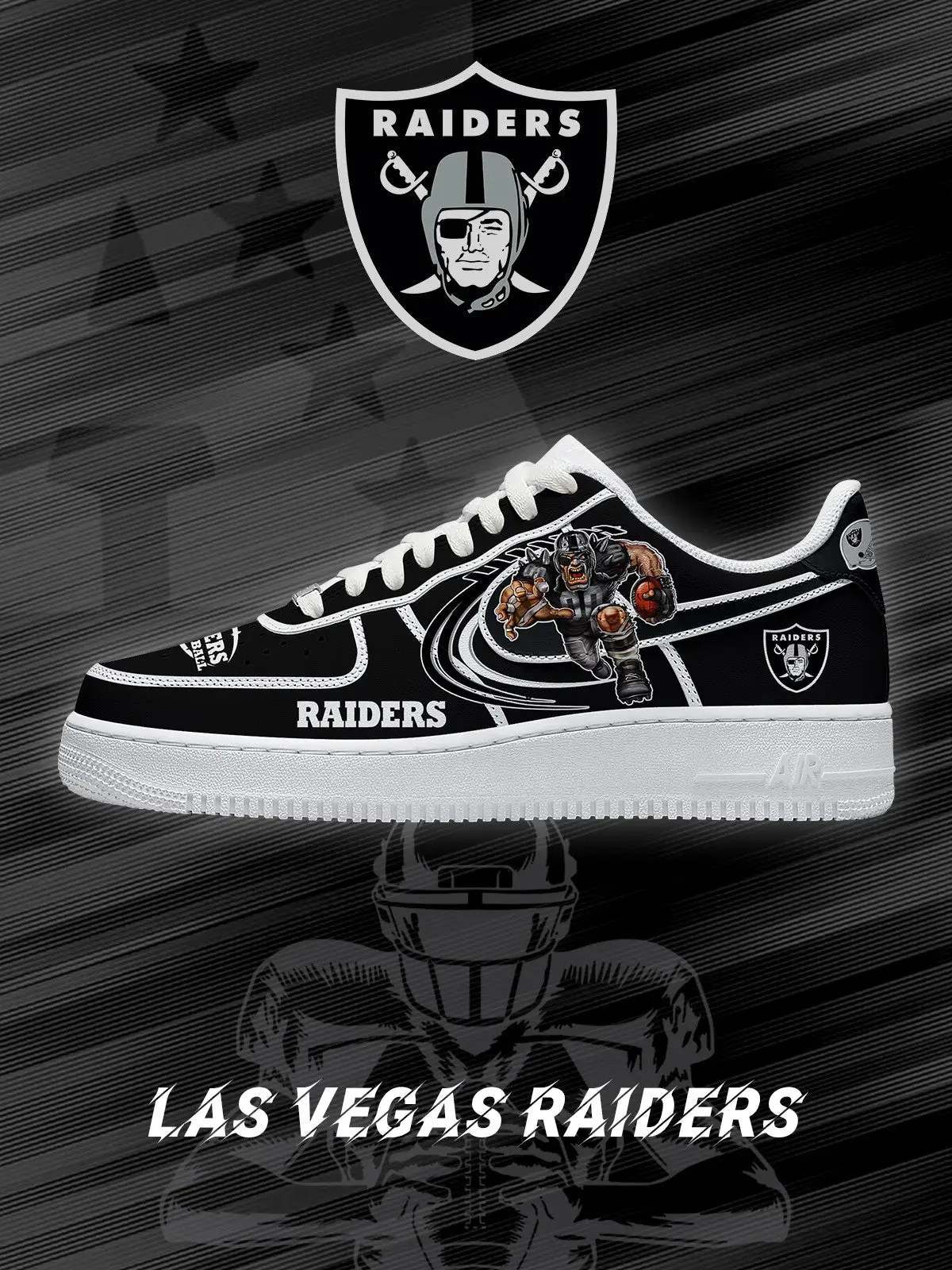 Las Vegas Football V.2 Custom Air Force 1 Sneakers - NFL Fan Edition | JN83