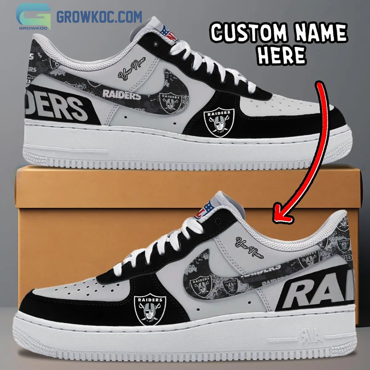 Las Vegas Raiders NFL Logo Custom Design Air Force 1 Shoes