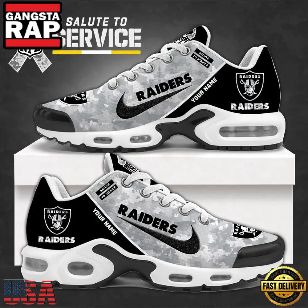 Las Vegas Raiders Salute To Service NFL Custom Air Max Plus Shoes Running Sneakers